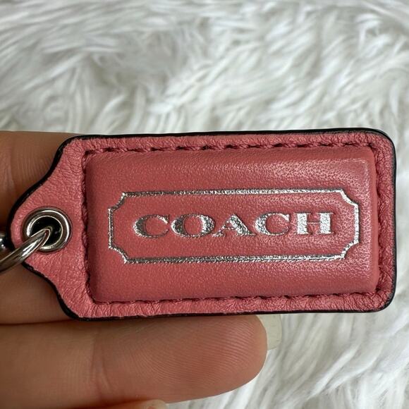 1.5" COACH Pink Silver Fob Bag Charm Hang tag Hangtag - Picture 1 of 2